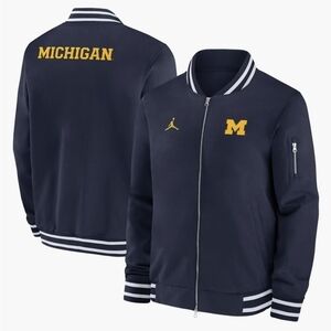 Men's Jordan Brand Navy Michigan Wolverines Sideline Full-Zip Bomber Jacket